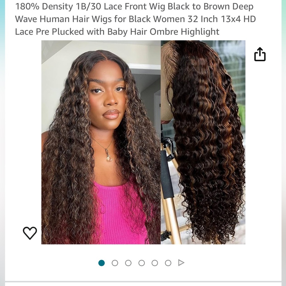 180% Density 1B/30 Lace Front Wig Black to Brown curly Human Hair Wigs 32 Inch